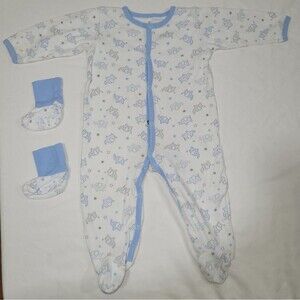 Duck Duck Goose Size 6-9 Month Blue White Elephant Footie & Bootie